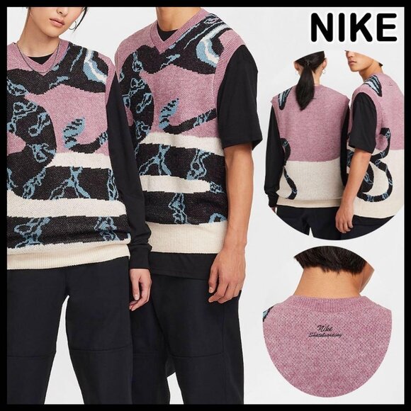 Nike Air SB Sweater Vest Yarn Knit Snake Print Plum Dust FV7391-523 - Size M - Picture 9 of 11